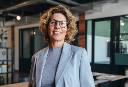 Woman proudly looking at camera