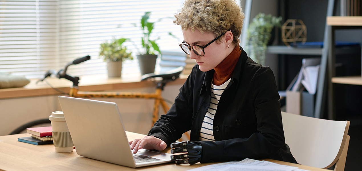 Female worker at laptop